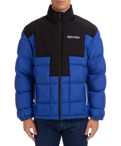 Shop Marcelo Burlon County Of Milan Cross Down Jacket In Blu