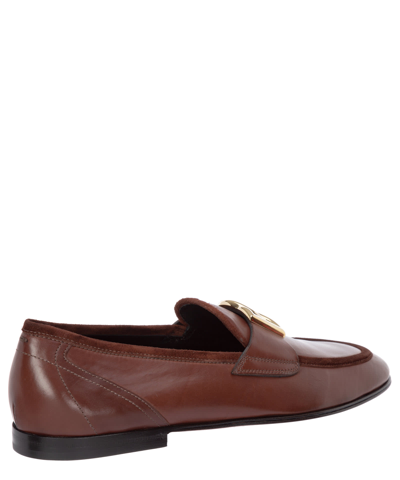 Shop Dolce & Gabbana Leather Loafers In Brown