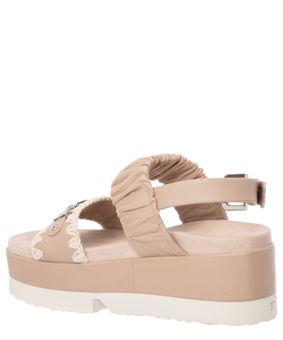 Shop Mou Japanese Leather Sandals In Pink