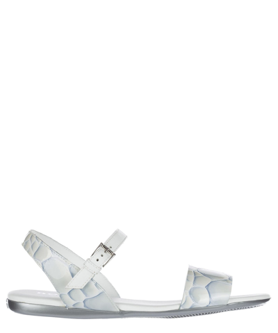 Shop Hogan H133 Leather Sandals In White