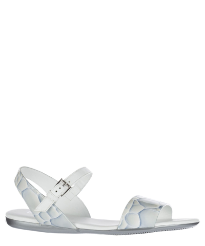 Shop Hogan H133 Leather Sandals In White