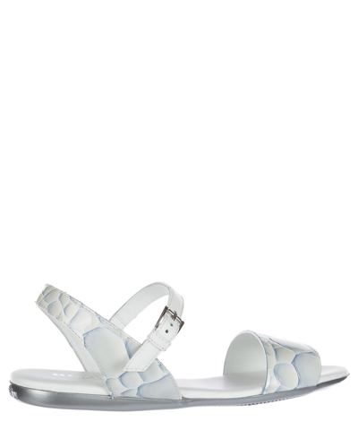 Shop Hogan H133 Leather Sandals In White