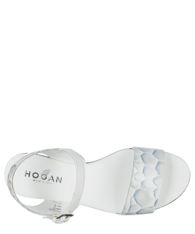 Shop Hogan H133 Leather Sandals In White