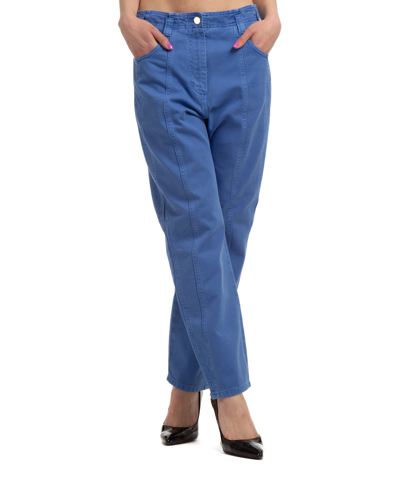 Shop Alberta Ferretti Cotton Trousers In Blue
