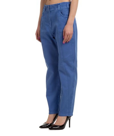 Shop Alberta Ferretti Cotton Trousers In Blue