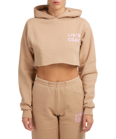 Shop Livincool Cotton Hoodie In Beige