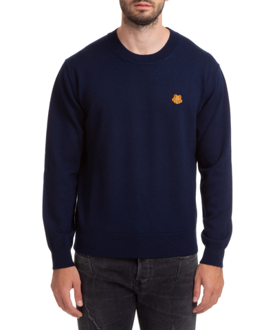 Shop Kenzo Tiger Crest Wool Sweater In Blue
