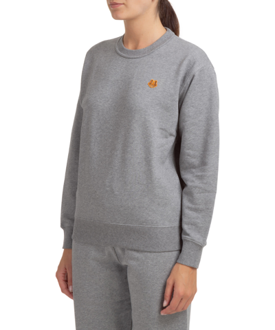 Shop Kenzo Tiger Crest Cotton Sweatshirt In Grey