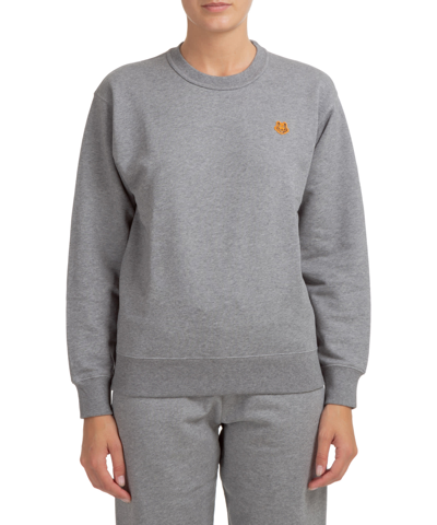 Shop Kenzo Tiger Crest Cotton Sweatshirt In Grey