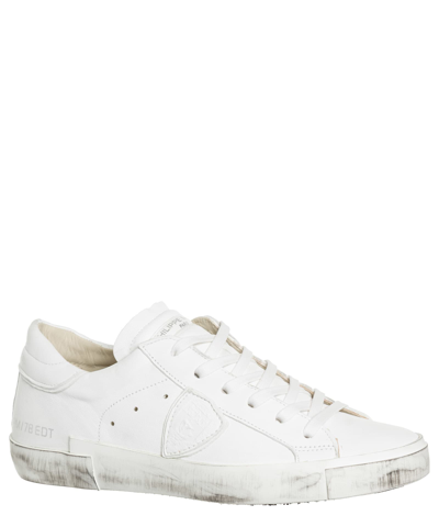 Shop Philippe Model Prsx Leather Sneakers In Blanc
