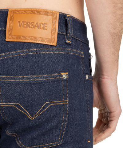 Shop Versace Cotton Jeans In Blue