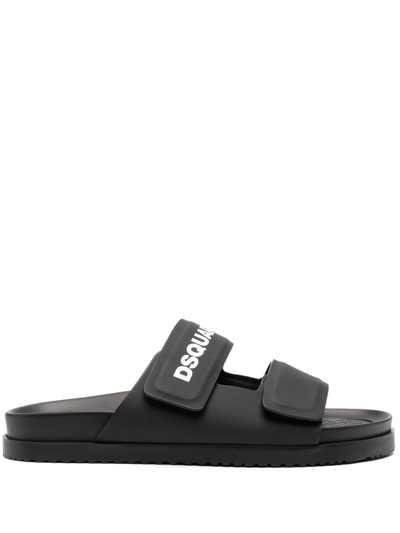 Shop Dsquared2 Logo Sandals In Black
