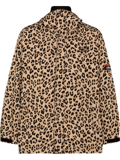 Shop Wacko Maria Leopard Print Hooded Jacket In Neutrals