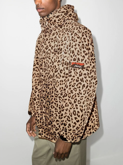 Shop Wacko Maria Leopard Print Hooded Jacket In Neutrals