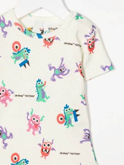 Off-white Cartoon-print Three-pack Babygrows In Neutrals