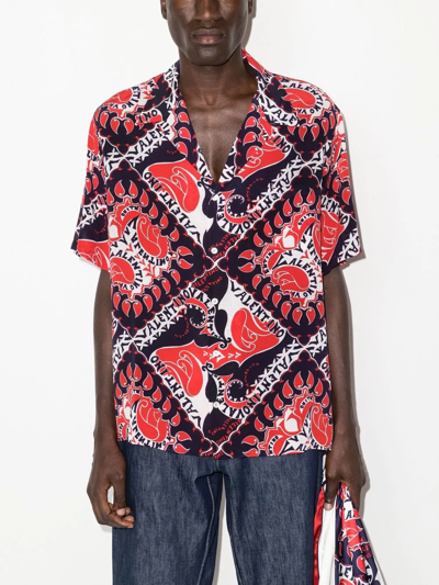 Shop Valentino Short Sleeve Shirt In Blue