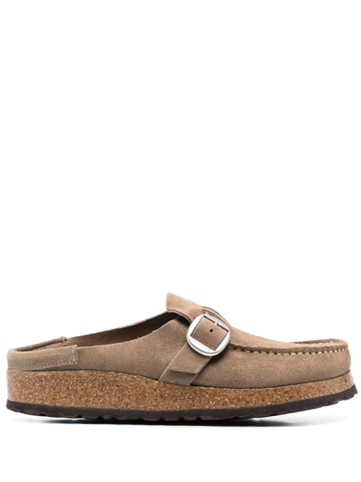 Shop Birkenstock Buckle-fastened Suede Mules In Neutrals