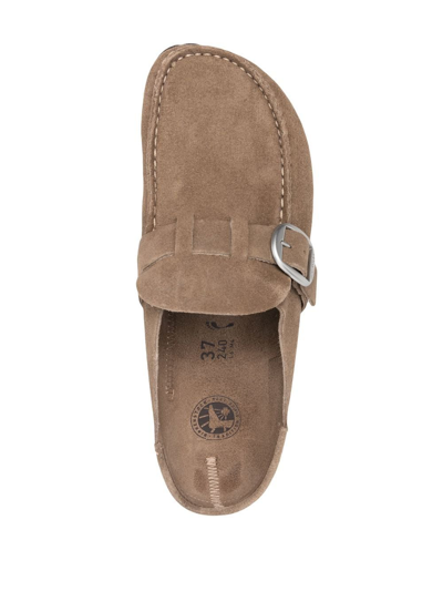 Shop Birkenstock Buckle-fastened Suede Mules In Neutrals