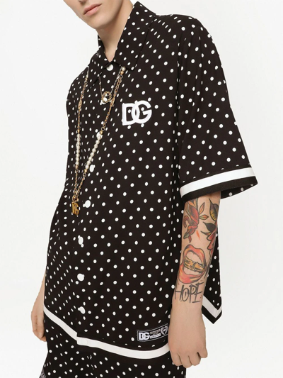 Shop Dolce & Gabbana Polka-dot Print Shirt In Black