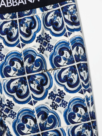 Shop Dolce & Gabbana Majolica-print Cycling Shorts In Blue
