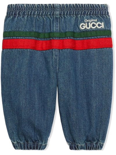 Shop Gucci Logo-embroidered Track Pants In Blue