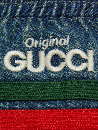Shop Gucci Logo-embroidered Track Pants In Blue