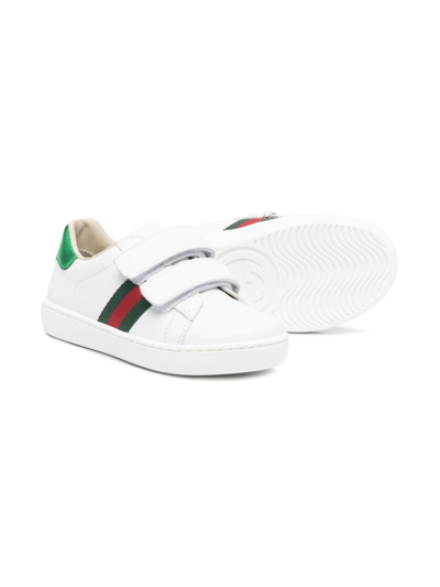 Shop Gucci New Ace Touch-strap Sneakers In White
