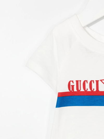 Shop Gucci Logo-print Short-sleeve Romper In White