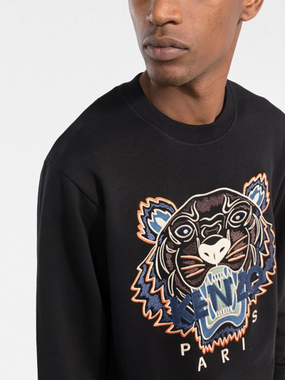 Kenzo Organic Cotton Sweatshirt With Tiger Embroidery In Black | ModeSens