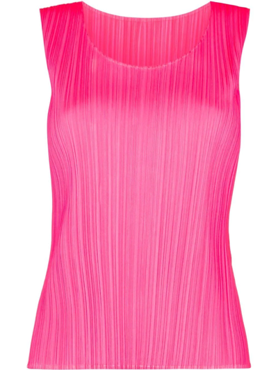 Shop Issey Miyake Sleeveless Plissé Too In Pink