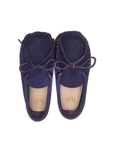 Shop Pèpè Bow-detail Leather Slip-on Shoes In Blue
