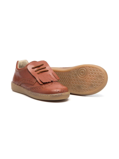 Shop Pèpè Fringed Leather Shoes In Brown