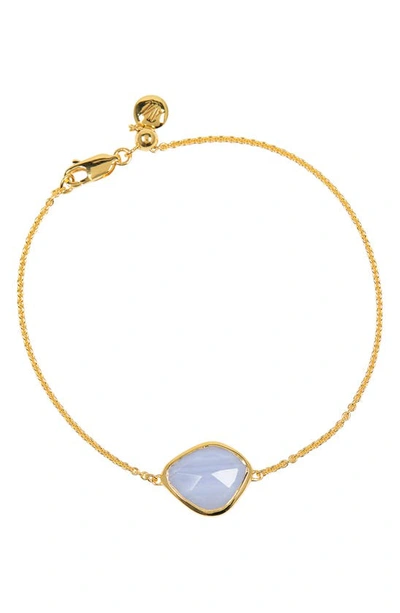 Monica Vinader 18k Gold Vermeil Siren Blue Lace Agate Nugget Bracelet In Gp