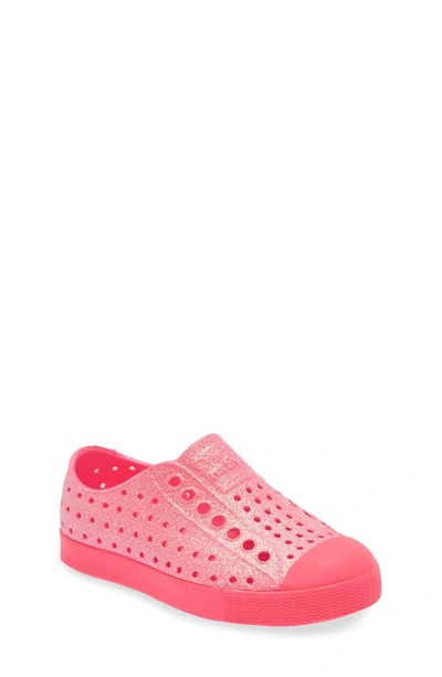 Shop Native Shoes Jefferson Bling Glitter Slip-on Sneaker In Floyd Bling/ Floyd Pink