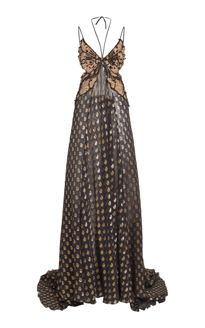 Shop Etro Women's Beaded Butterfly Bodice Maxi Dress In Multi