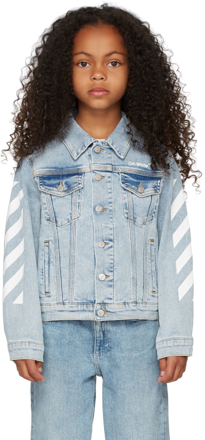Shop Off-white Kids Blue Rubber Arrow Denim Jacket In Light Blue