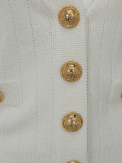 Shop Balmain Cardigan In Blanc