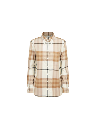 Shop Burberry Anette Shirt In Frosted White Ip Chk
