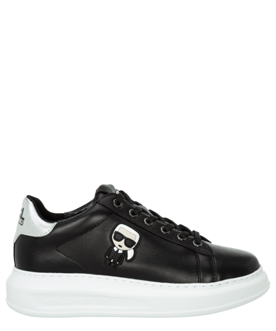 Shop Karl Lagerfeld K/ikonik Kapri Leather Sneakers In Black