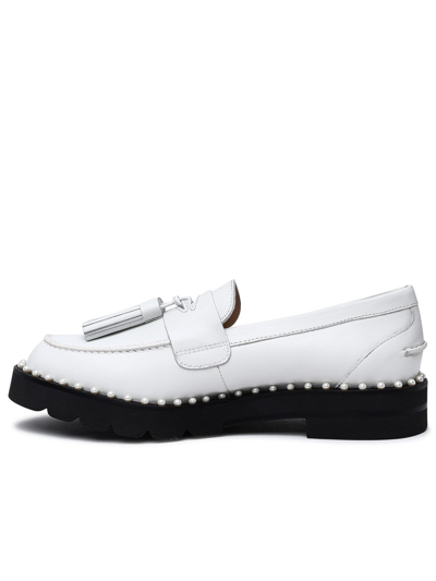 Shop Stuart Weitzman Leather Mra Loafer In White