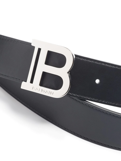 Shop Balmain Logo-plaque Buckled Belt In Black