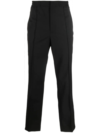 Shop Karl Lagerfeld Logo-tape Tailored Trousers In 黑色