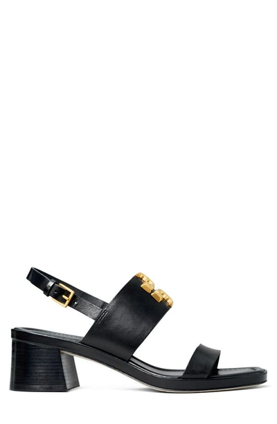 Tory Burch Eleanor Two-band Medallion Slingback Sandals In Black | ModeSens