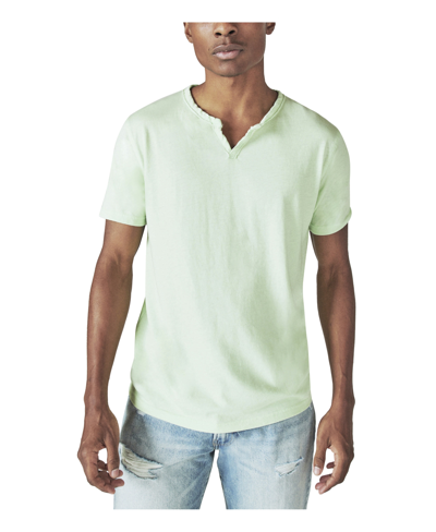 Shop Lucky Brand Men's Venice Burnout Notch Neck Knit Short Sleeve T-shirt In Green Ash