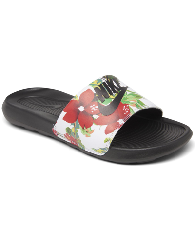 Shop Nike Women's Victori One Print Slide Sandals From Finish Line In White/siren Red/atomic