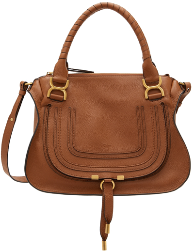 Shop Chloé Tan Medium Marcie Shoulder Bag In 25m Tan