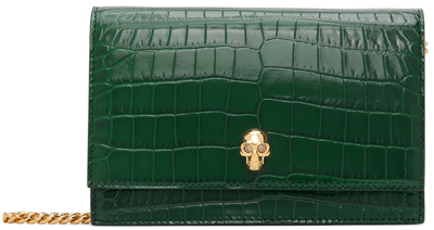 Shop Alexander Mcqueen Green Small Skull Shoulder Bag In 3120 Emerald
