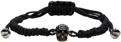 Shop Alexander Mcqueen Black Pavé Skull Friendship Bracelet In 1000 Black
