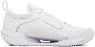 Shop Nike White Court Zoom Nxt Sneakers In White/metallic Silve