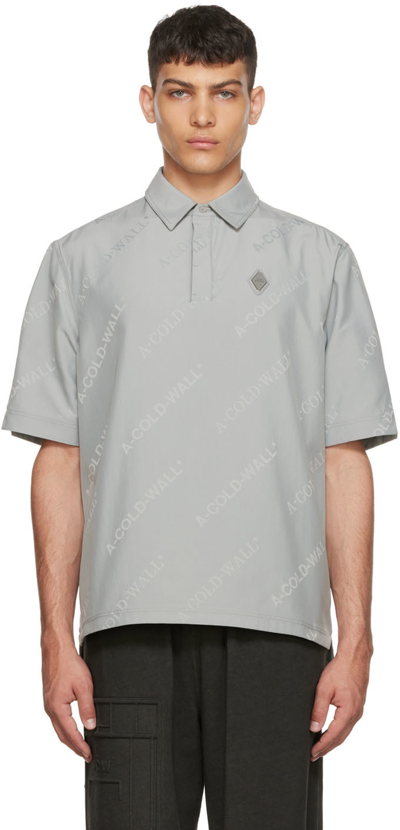 A-cold-wall* Logo-print Short-sleeve Polo Shirt In Light Grey